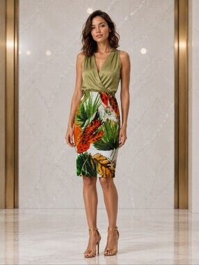 Plum | Fall Botanical Leaf Print Pencil Skirt NWT